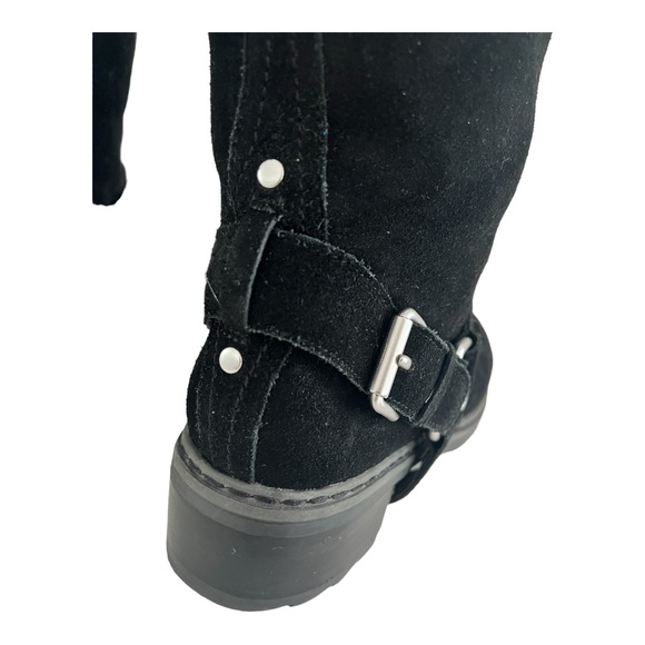 Moto boots black suede mid calf Nine West size 6.5 m - Picture 7 of 11